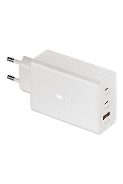 ABYZ 65W Fast Charger, Dual USB-C/A, 230V, White. ABYZ™ Safe fast charging.