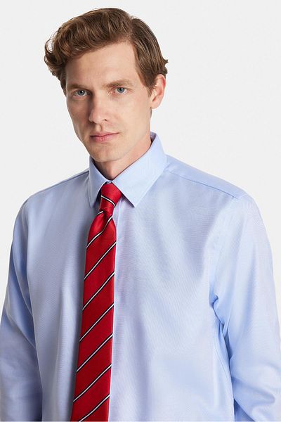 Tudors Regular Fit Λευκό Μη Σιδερένιο 100% Βαμβάκι Φιλικό προς το περιβάλλον Πουκάμισο χωρίς σιδέρωμα με πιστοποίηση Eko Tex