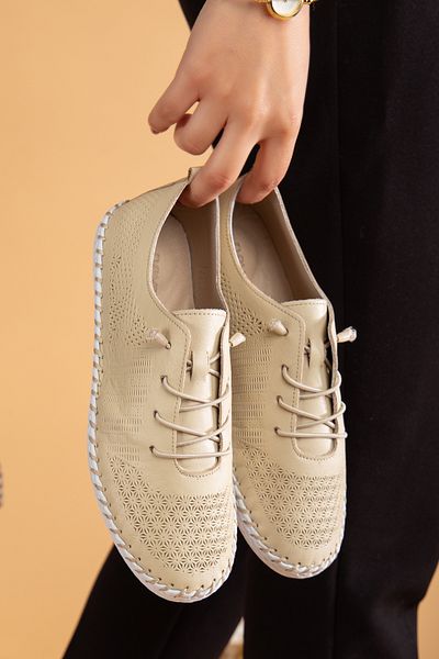 uway Genuine Leather Comfortable Orthopedic Women's Daily Rubber Laced Soft Shoes