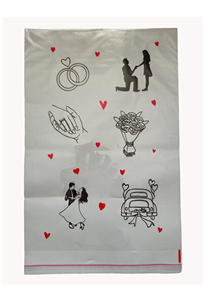 Dekals 10 Adet ÖZEL BASKILI Jelatin 35x55 cm Şeffaf Bantlı Söz Çeyiz Paketlem...