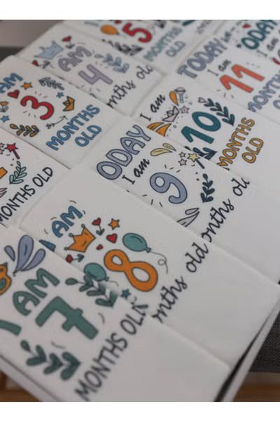 Fun Moment A Set of 12 Barbitose for Newborns Decorated with the Names of the Months