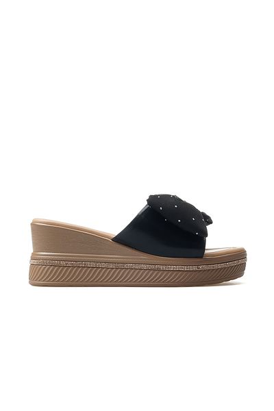 Guja Women's Wedge Heeled Stone Detailed Daily Slippers 25Y 25Y399 Z Black