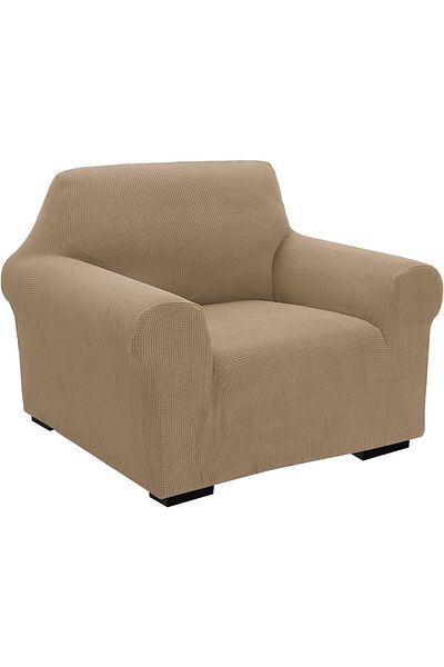 Fabienne Stretch Fit 1 Seater Sofa Cover Fabric Couch Cover 80-120cm Size Sand Beige