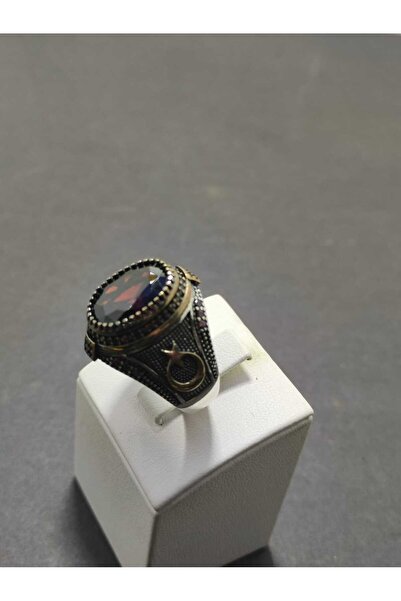 ALTUNTAŞ KIRMIZ FASET TAŞLI ERKEK YÜZÜĞÜ 24 MM 925 AYAR GÜMÜŞ YÜZÜK