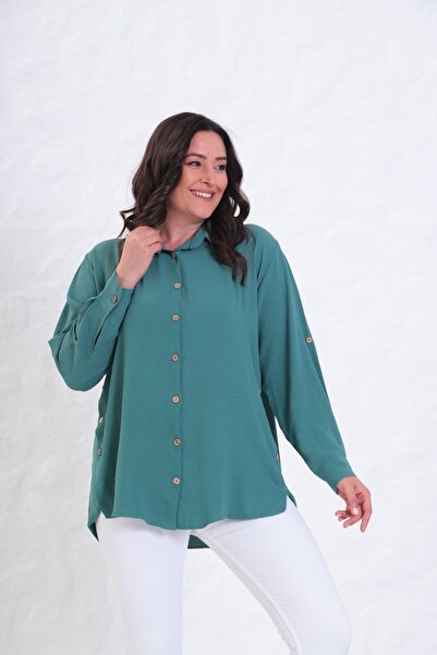 tarzımsüper Cămașă oversize din țesătură Aerobin, cu nasturi, mărime mare