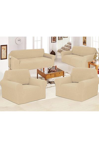 Fabienne 7 Seater Sofa Cover Set 3211 Slipcover Freesize Cream