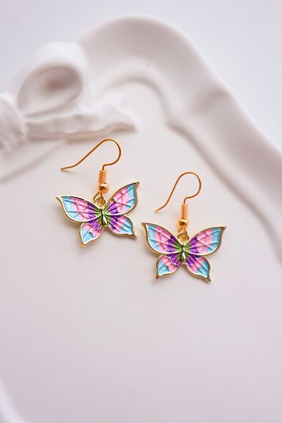 EFBUTİK Gold Colored Butterfly Imported Earrings