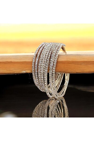 stainless steell 3 Adet Lastikli Su Yolu Taşlı Bileklik