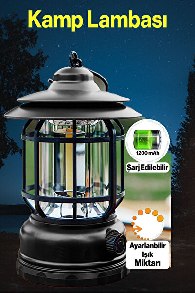 NUBLADO Dekoratif Kamp Lambası Ledli Beyaz Işıklı El Feneri Işıldak Şarjlı Po...