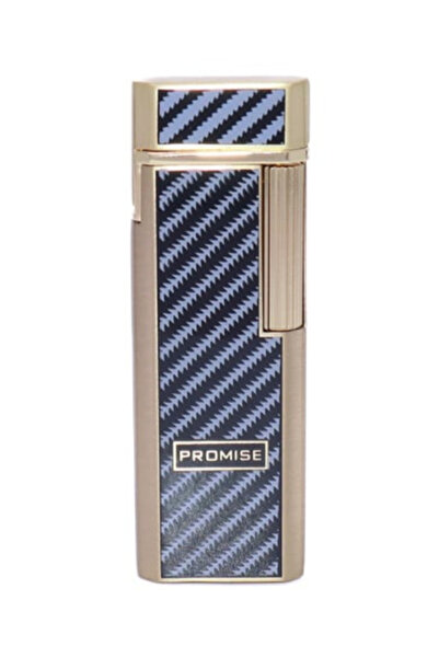 PROMISE Gold Siyah İşlemeli Metal Soft Flame Çakmak