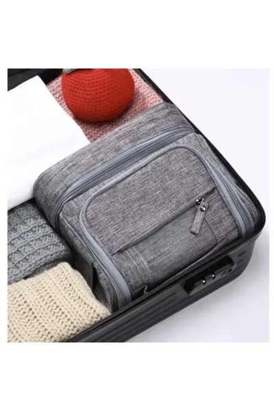 varioshop VarioShop® hanging toiletry bag, waterproof material, ergonomic handle, hook, 11 compartments