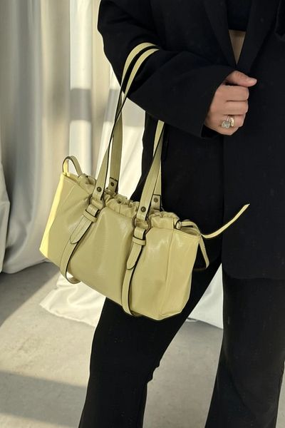 LEONAS Drawstring Vintage Women's Baguette Bag Misha Yellow