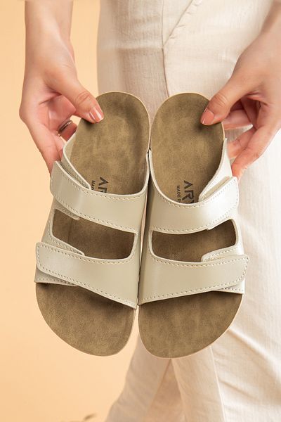 uway Women's Flexible Soft Adjustable Velcro Slide Comfortable Comfort Anatomical Slippers