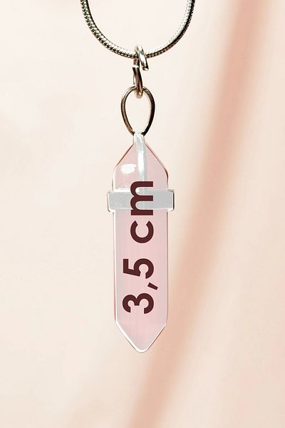 Eng Natural Quartz Stone and Smokey Chain Design Necklace - 3.5 cm Pendant, 20 cm Chain Box