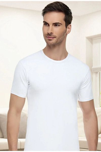 ENTAHA Tutku Elit Men's White Combed Cotton Crew Neck Undershirt 3 Pack