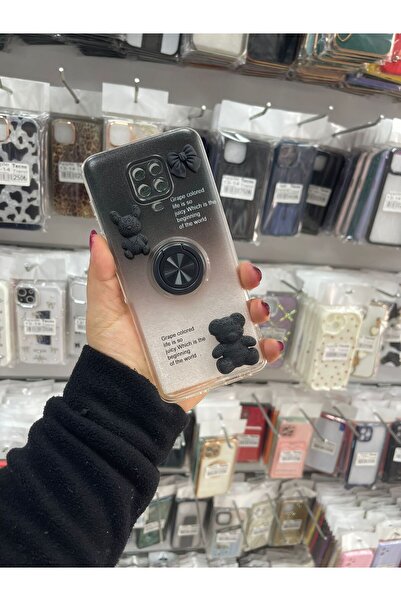 TECNOTREND Redmi Note 9 Pro/Note 9s Uyumlu 3d ayıcıklı yüzüklü silikon kılıf