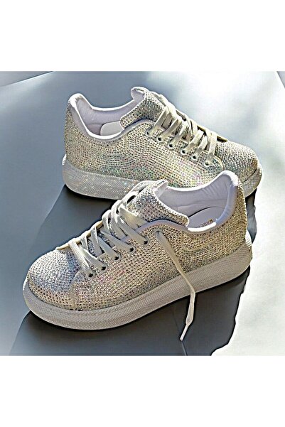 KAFKASLAR AYAKKABI TAŞLI İPLİ KALIN TABAN ORTOPEDİK SPOR SNEAKERS AYAKKABI