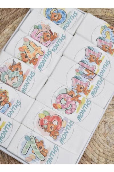 Fun Moment A Set of 12 Barbitose for Newborns Decorated with the Names of the Months