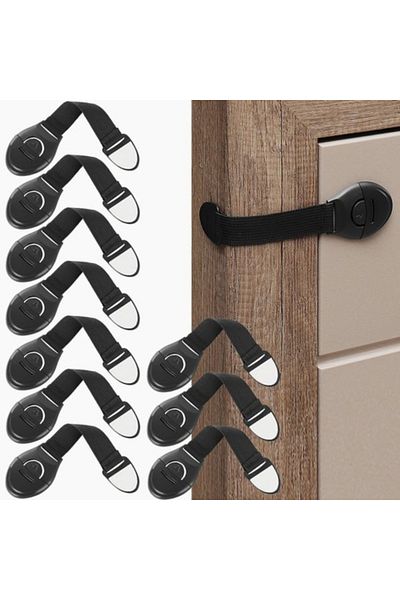 varioshop Set of 10 VarioShop® child safety locks, flexible, textile, drawer and door locking protection