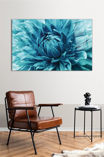 Vosevu Close-up Blue Flower Οριζόντια Γυάλινη Πίνακας, Μοντέρνα διακόσμηση γραφείου σπιτιού, Διακόσμηση τοίχου δώρου, άθραυστη