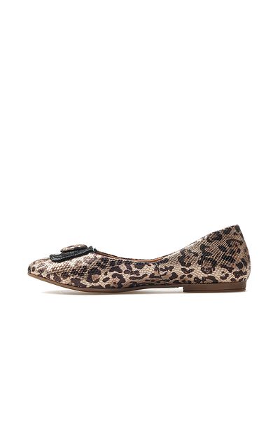 Mammamia Balerini de zi cu zi cu cataramă din piele naturală pentru femei 25 ani D25ya-7225 Z Leopard