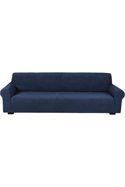 Fabienne Stretch Fit 4 Seater Sofa Cover Fabric Couch Cover 230-300cm Size Navy