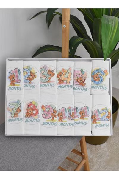 Fun Moment A Set of 12 Barbitose for Newborns Decorated with the Names of the Months
