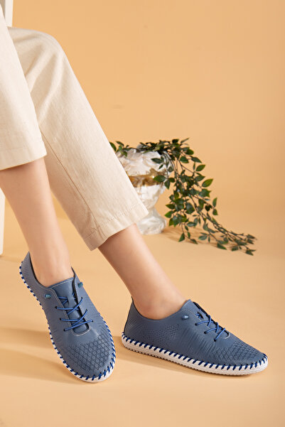 uway Genuine Leather Comfortable Orthopedic Women's Daily Rubber Laced Soft Shoes