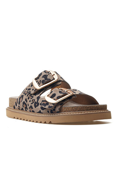 Mammamia Жіночі шкіряні капці з деталями, для щоденного використання, 25y D25yt-1445 Z Бежевий