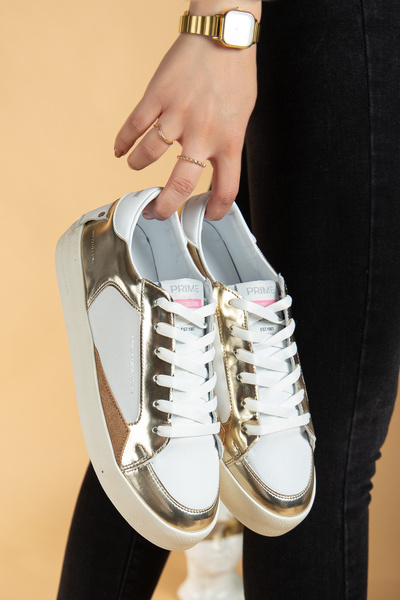 uway Women's Genuine Leather Inner Lined Glitter Sneaker Sports Shoes