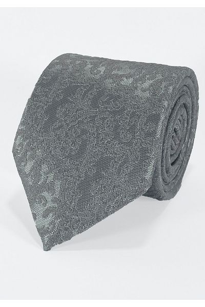 BLC Basic Line Co. Premium Microfiber Tie with Paisley Pattern in Silver Grey - 7 cm Modern Cut