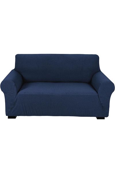 Fabienne Stretch Fit 2 Seater Sofa Cover Fabric Couch Cover 140-175cm Size Navy