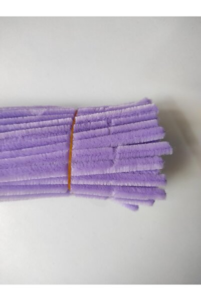 Butik 50 Adet Açık Mor Şönil, Çiçek Yapımına Uygun Tüylü Tel, 30 Cm 6mm