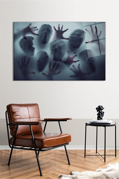 Vosevu Silent Scream Abstract Orizontală Pictură pe sticlă, Decor modern pentru birou, Cadou Decorare perete Sticlă irezistibilă