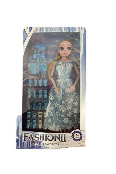 alpmodel Karlar Ülkesi Elsa Ayakkabılı Aksesuarlı 24 Cm Oyuncak Bebek Örgü Saç Taç Asa Seti 2li Set
