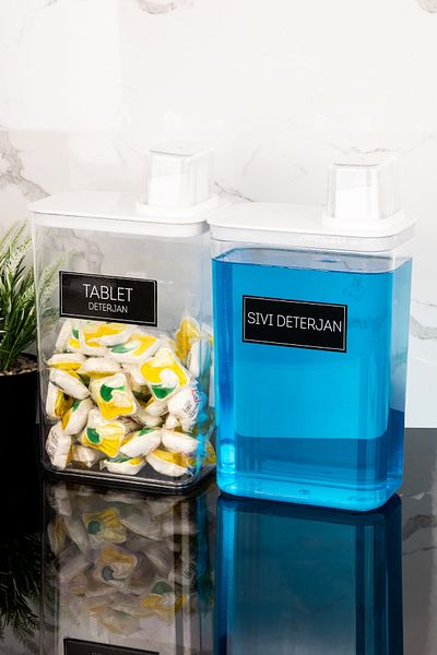 Dolkin Home Set of 2 Self-Scaled Detergent Dispenser Box Liquid Detergent Tablet Detergent Labeled 3000ml Mica