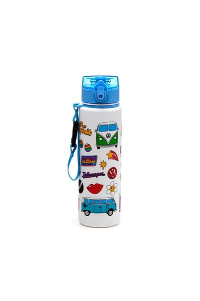 Volkswagen Pop Up Water Bottle, Vw T1 Camper Bus, Impact Resistant, BPA Free, 600 ml