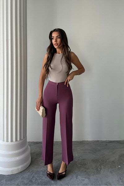 macharel jeans Women's New Season High Waist Classic Plum Fabric Trousers