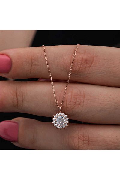 Emperium Silver Rose Minimal Round Anturage Women's Necklace