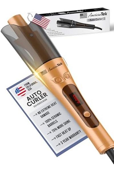 American Tek Automatic Hair Curler - Curling Iron Wand- Auto Curler with 4 Temperatures & 3 Timers &