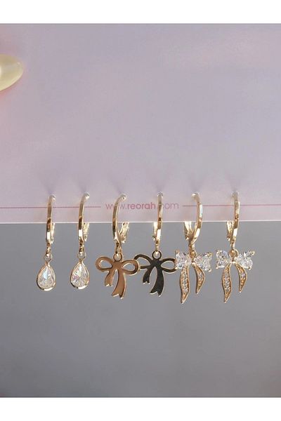 Reorah Collection Bow Sparkle Earring Set