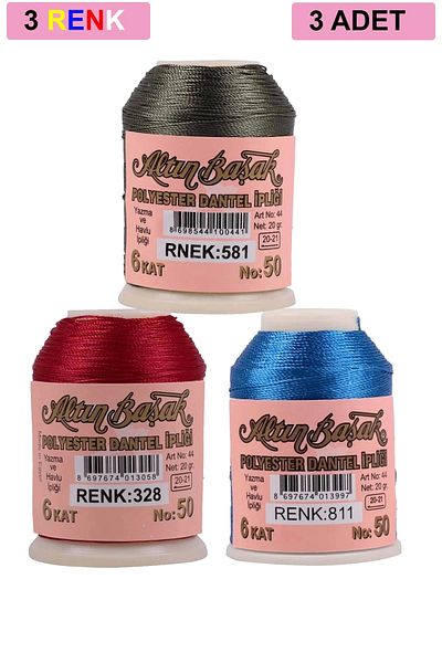 robotrend 20 Gr Gold Spike Needlework and Lace Thread - 3 Pieces Royaleks - No: 328 - 811 - 581