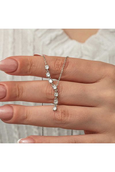 Emperium Silver Zircon Row Stone Women's Necklace