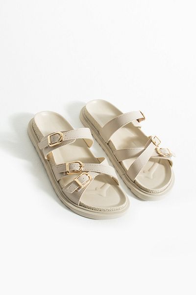 DUXAL SHOES Fiona γυναικεία επίπεδη σόλα με αγκράφα Λεπτομερείς άνετες κομψές παντόφλες - σανδάλια