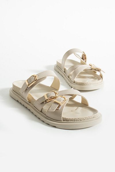 DUXAL SHOES Fiona γυναικεία επίπεδη σόλα με αγκράφα Λεπτομερείς άνετες κομψές παντόφλες - σανδάλια