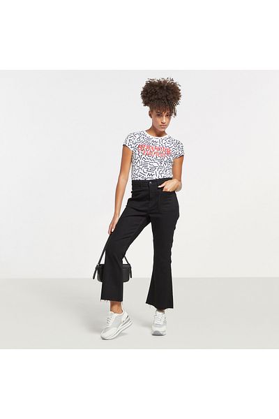 SP Characters Stranger Things Print T-shirt with Crew Neck and Cap Sleeves
