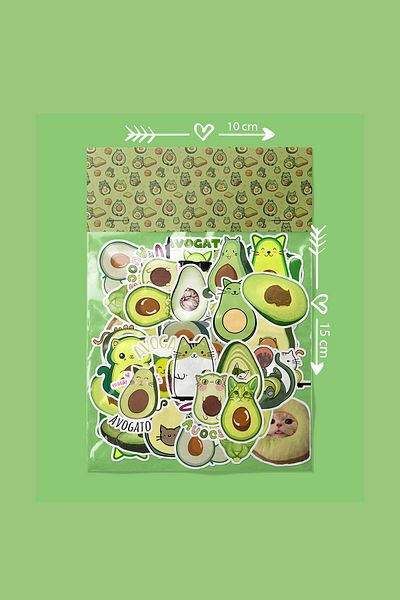 dadi ramba Avocado Cat- Bullet Journal - Agenda - Planner - Notebook - Laptop Sticker Sticker - Sticker Pack