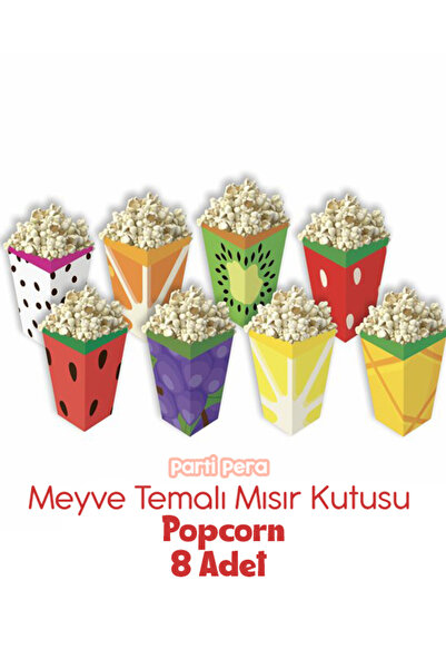 parti pera Meyve Temalı Popcorn Mısır Kutusu 8 Adet