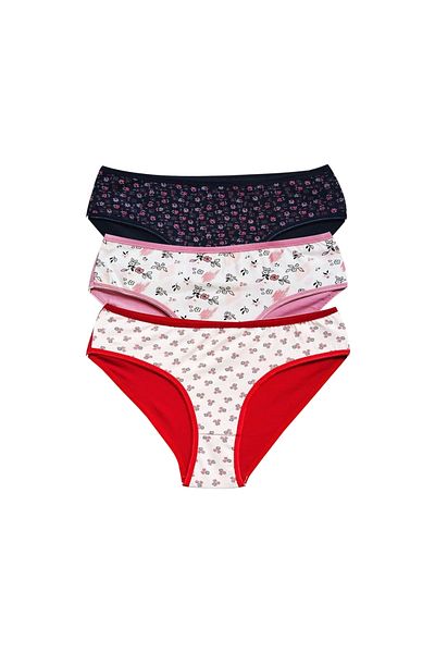 PRATİKOBA Cotton Wide Brim Lycra Patterned Bato Women's Panties 3 Pack Set2