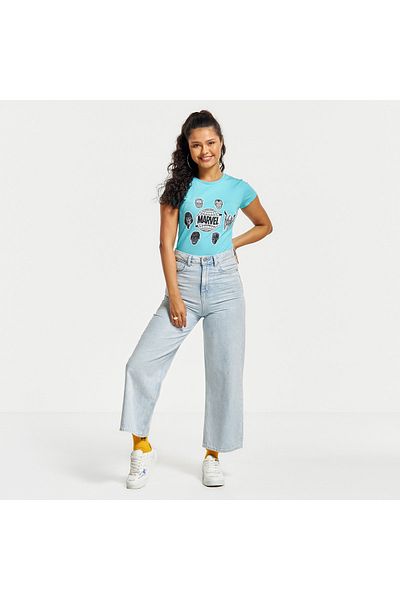 SP Characters Marvel Print T-shirt with Cap Sleeves and Round Neck